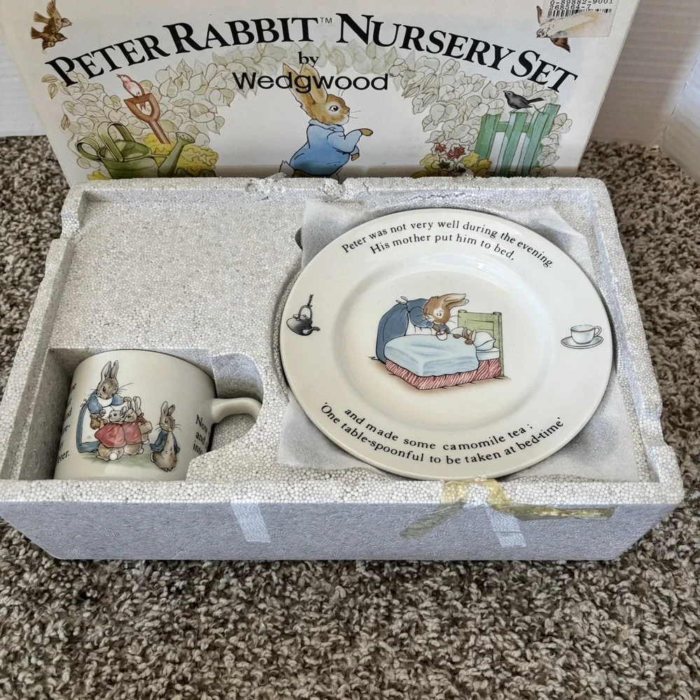 Vintage Wedgwood Peter Rabbit Nursery Set in Box – Beatrix Potter Plate Bowl Mug
